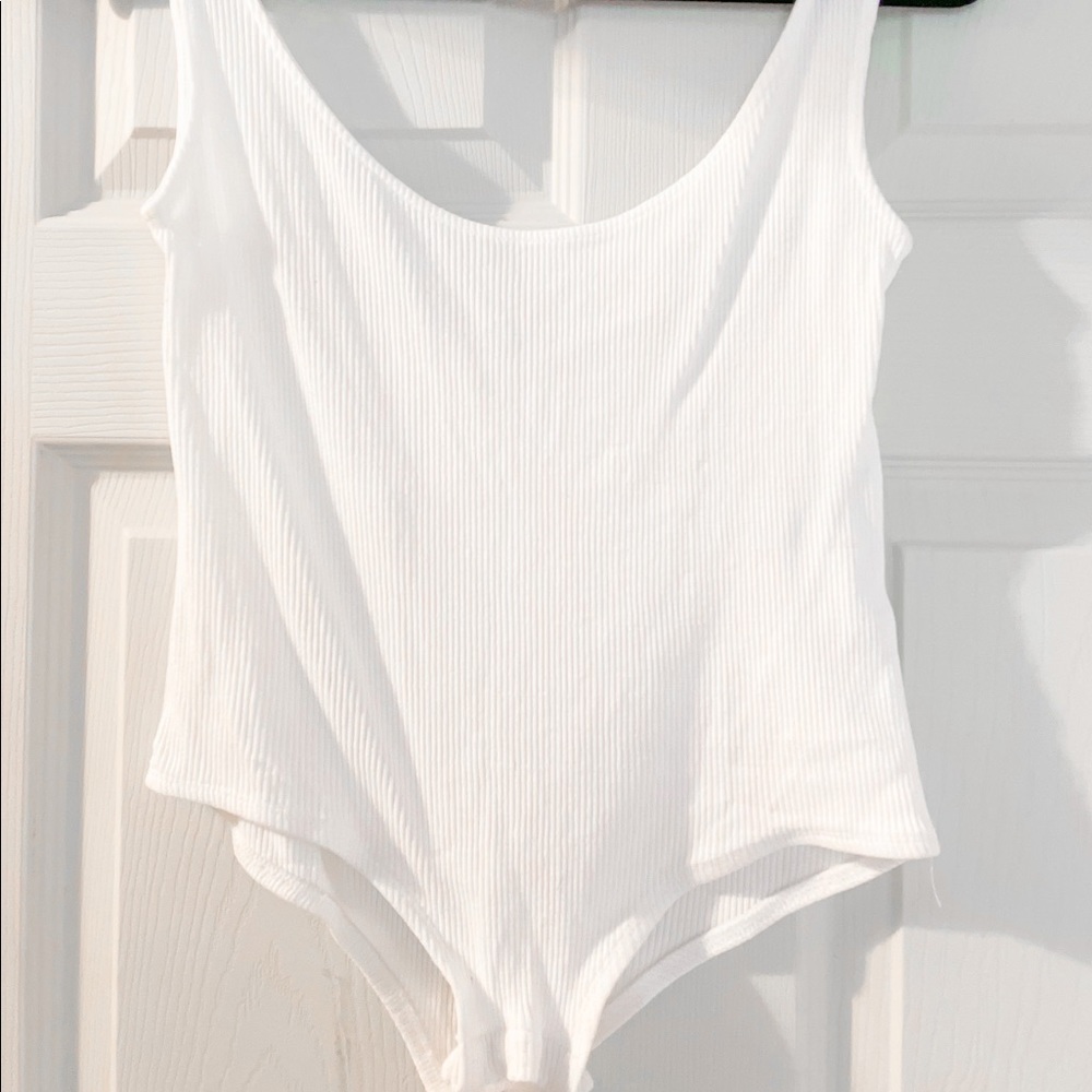 White Ribbed Bodysuit